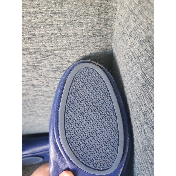Tory Burch "Minnie" Travel Ballet Flats Dark Blue Leather Size 10 - Picture 7 of 12